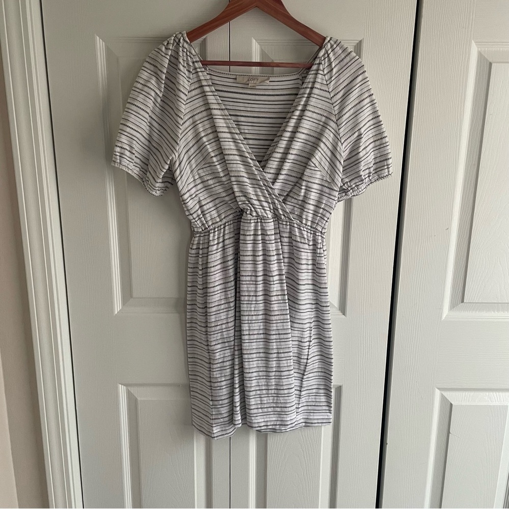 LOFT Black and White Striped Top